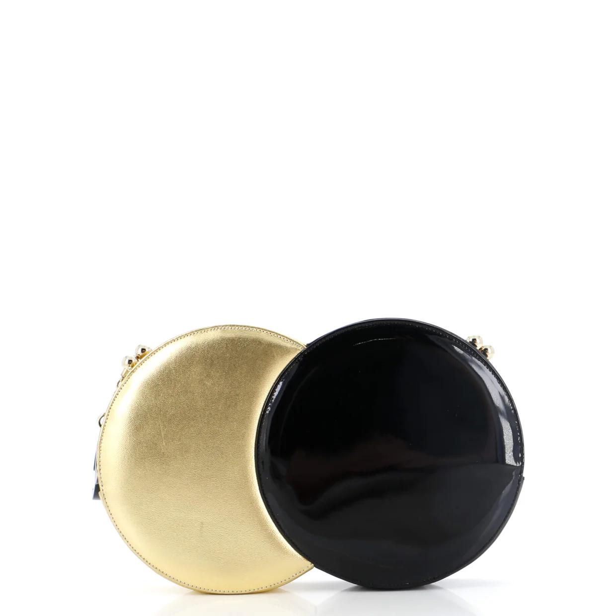 Kisslock Double Circle Clutch Lambskin with Patent - Deep Luxury