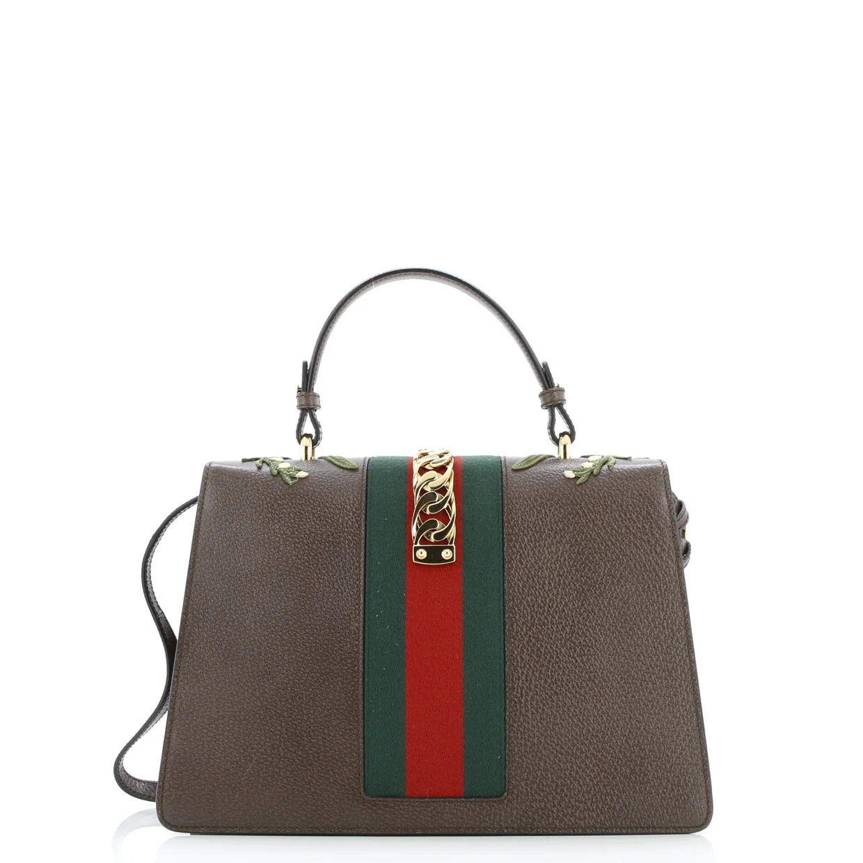 Sylvie Top Handle Bag Embroidered Leather Medium - Deep Luxury