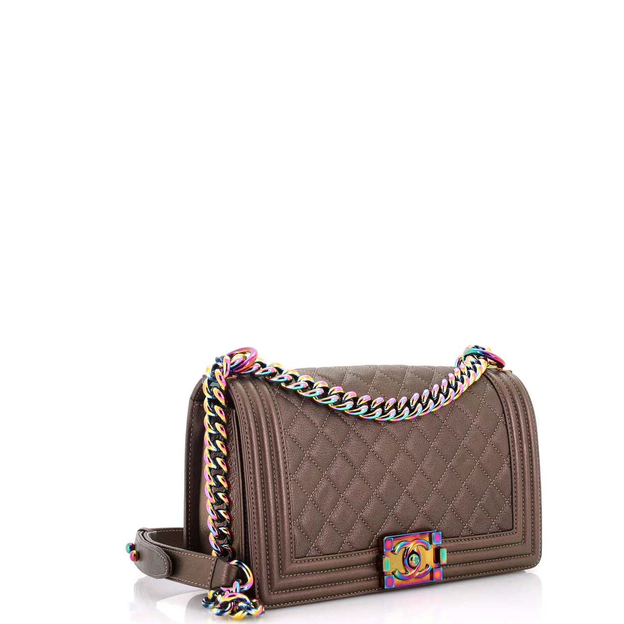 Boy Flap Bag Quilted Iridescent Goatskin Old Medium - Deep Luxury