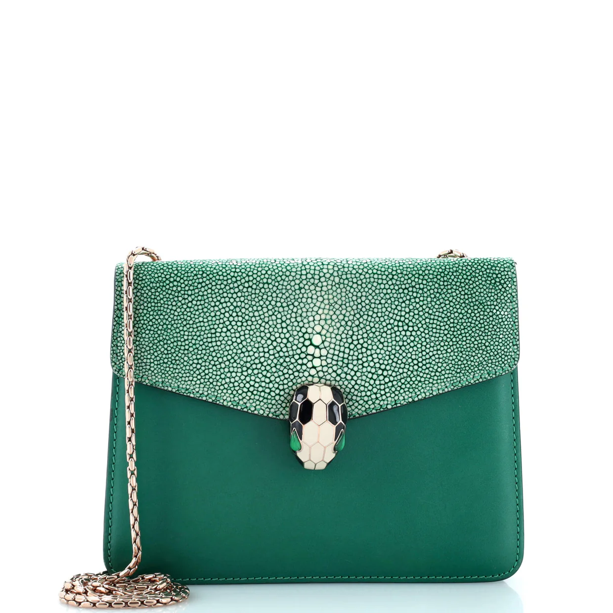Serpenti Forever Square Shoulder Bag Leather and Stingray Small - Deep Luxury