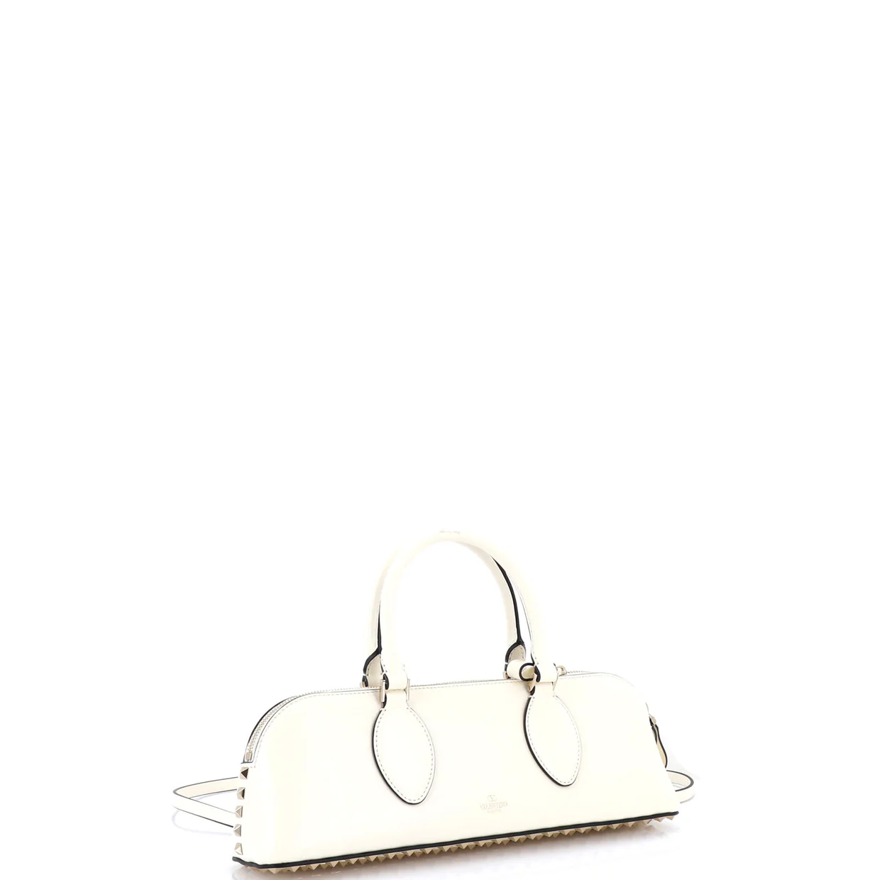 Rockstud Zip Up Top Handle Bag Leather East West - Deep Luxury