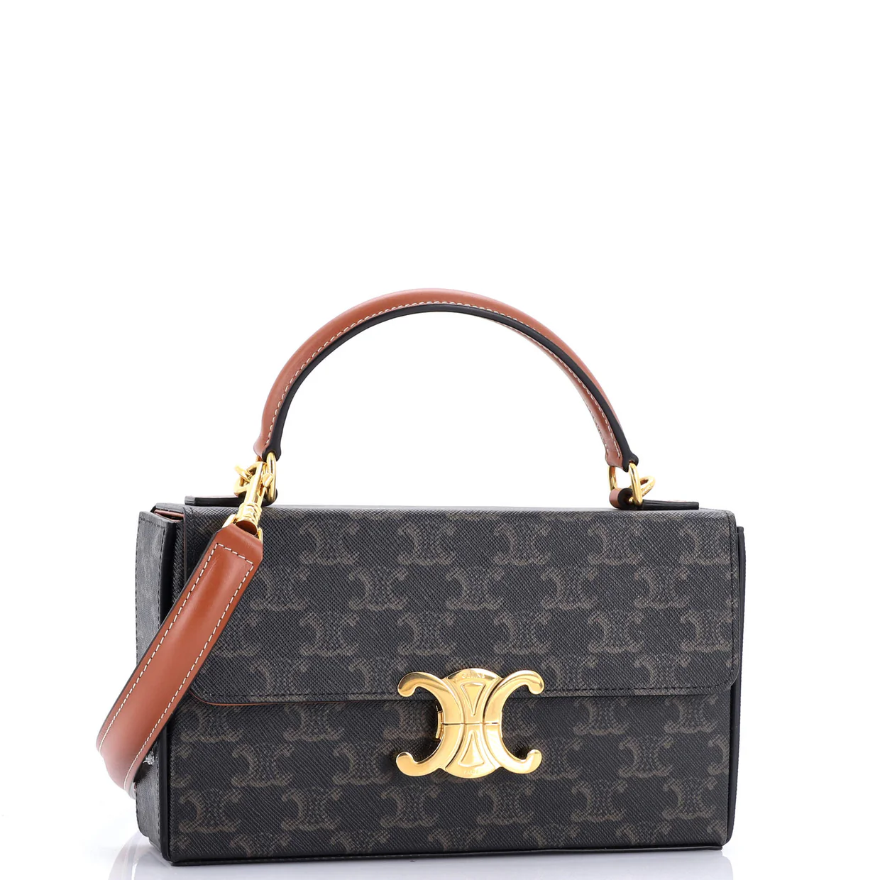 Triomphe Box Top Handle Bag Triomphe Coated Canvas - Deep Luxury