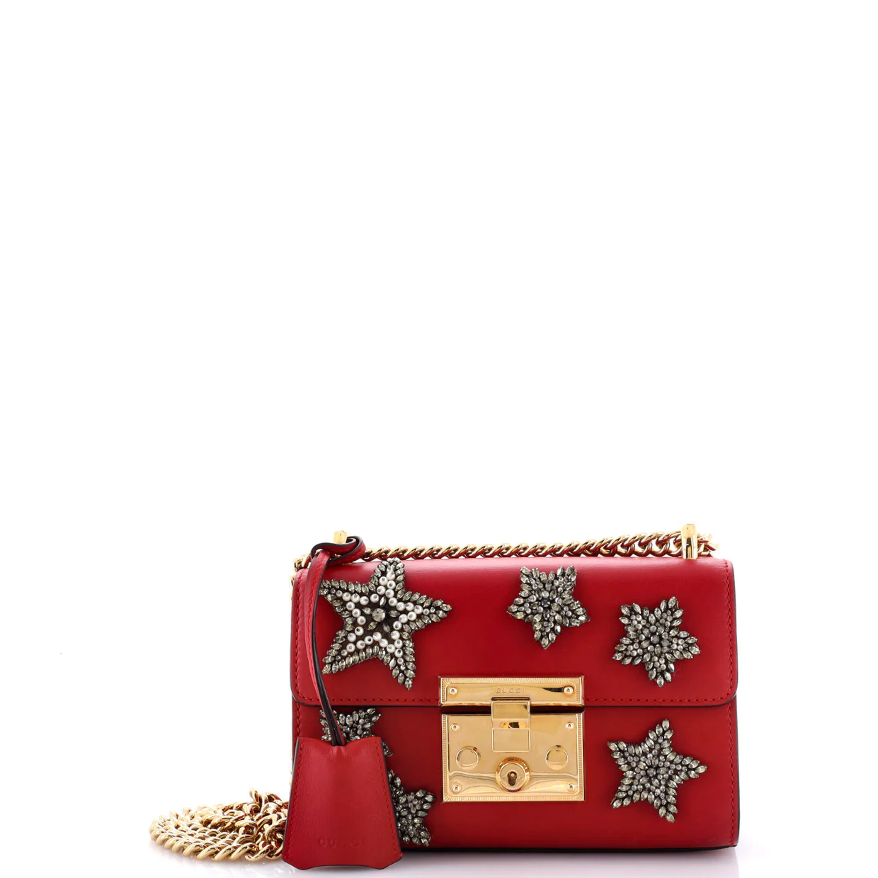 Padlock Shoulder Bag Embellished Leather Small - Deep Luxury