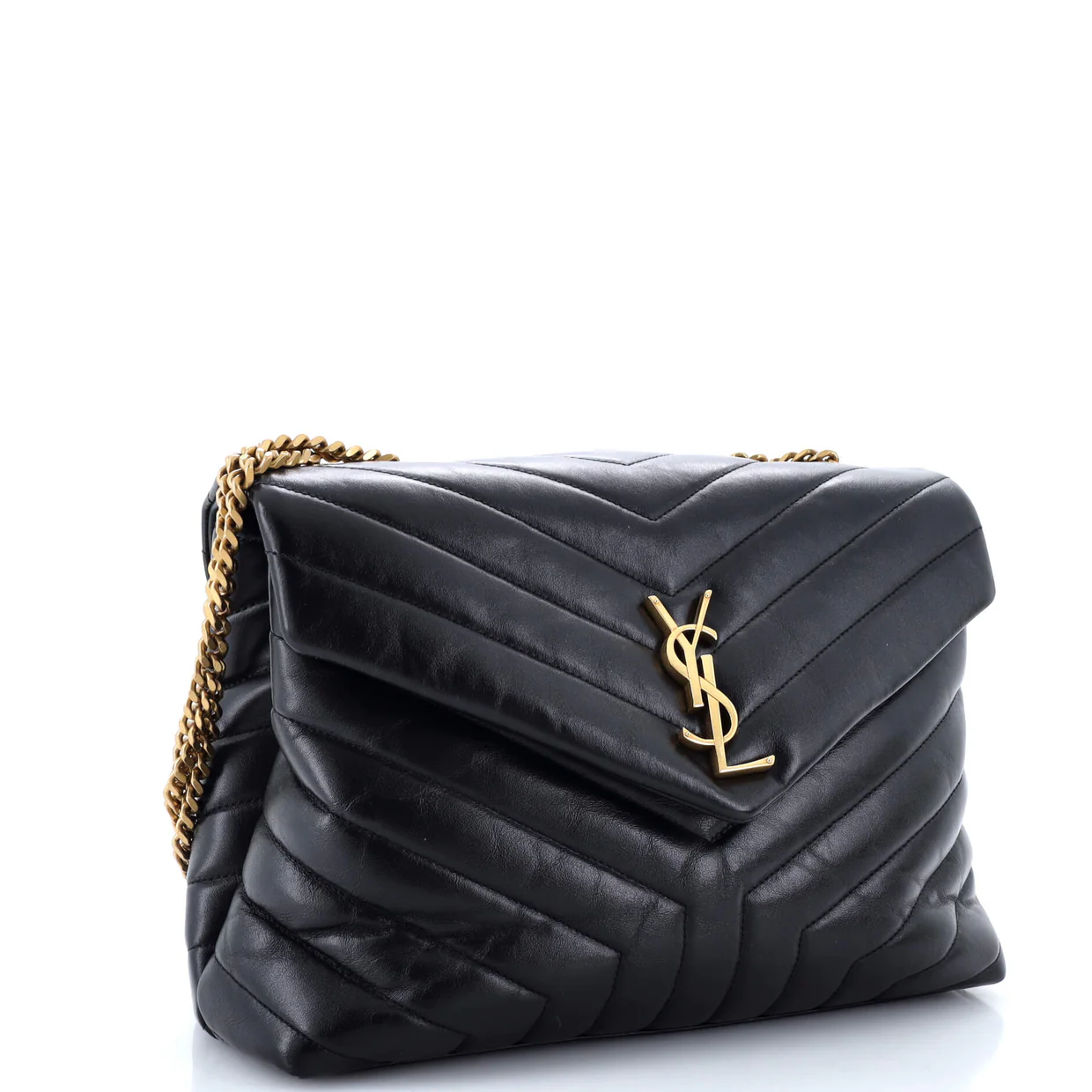 Loulou Shoulder Bag Matelasse Chevron Leather Medium - Deep Luxury