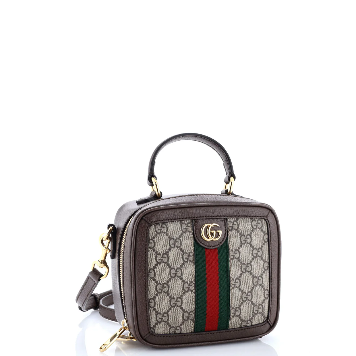 Ophidia Zip Around Top Handle Bag GG Coated Canvas with Leather Mini - Deep Luxury