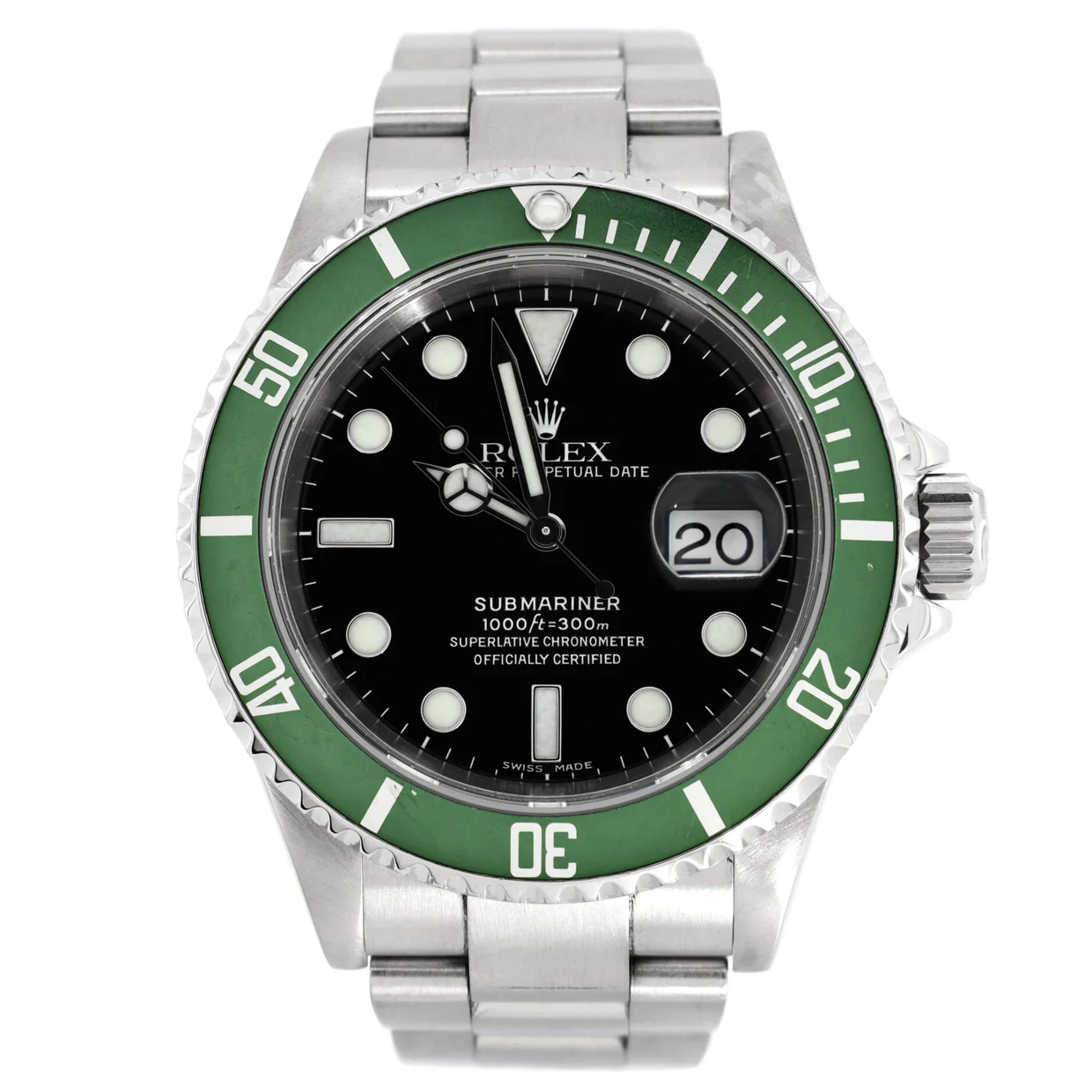 Oyster Perpetual Submariner Kermit Date Automatic Watch Stainless Steel 40 - Deep Luxury