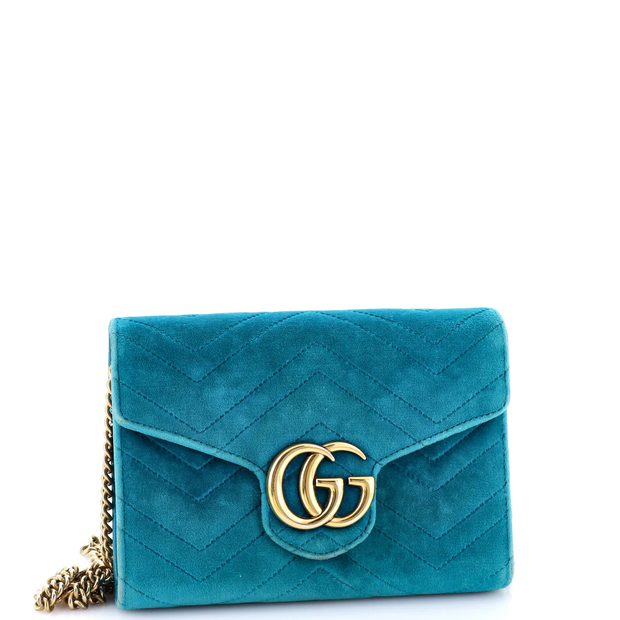 GG Marmont Chain Wallet Matelasse Velvet Mini - Deep Luxury