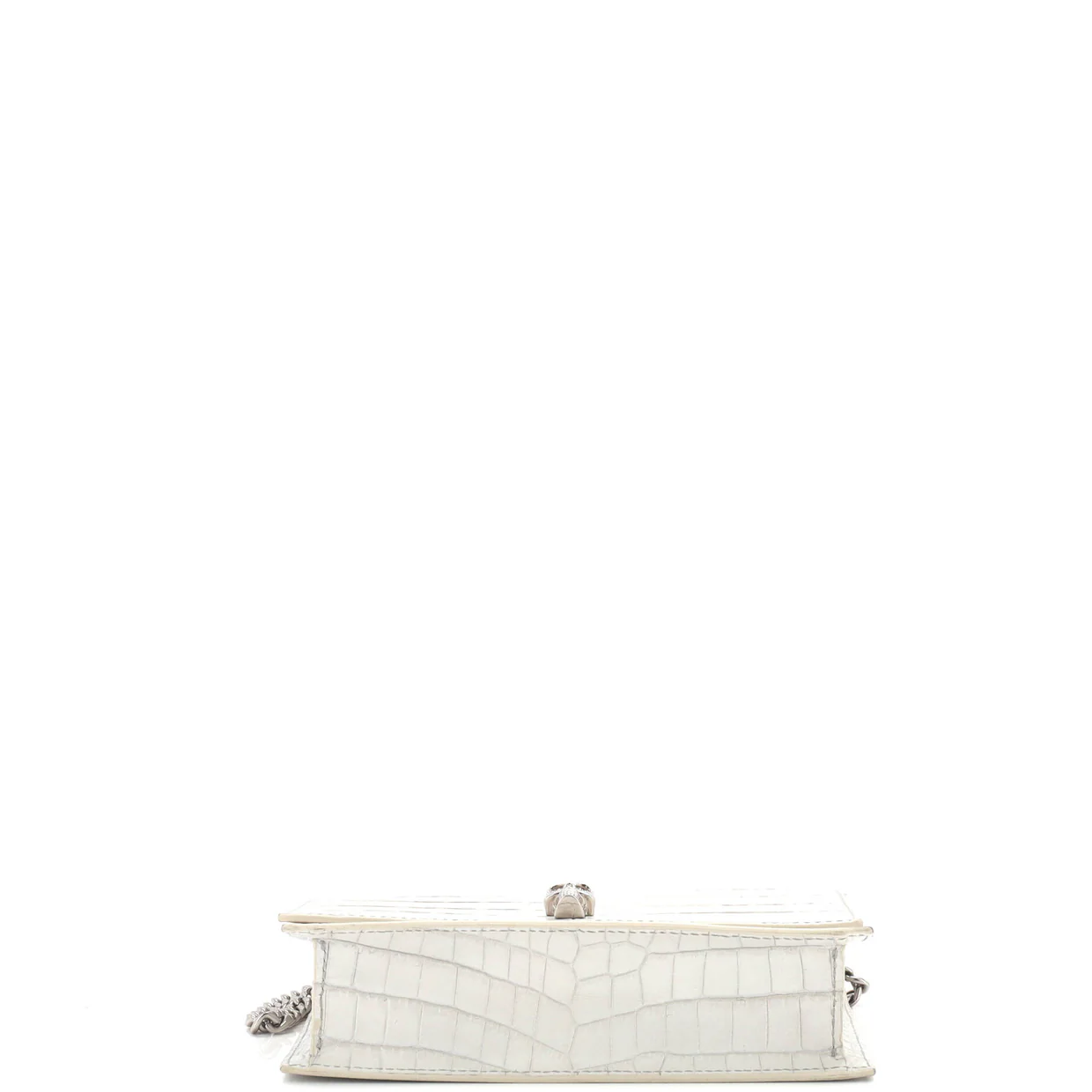 Skull Chain Crossbody Bag Crocodile Embossed Leather Mini - Deep Luxury