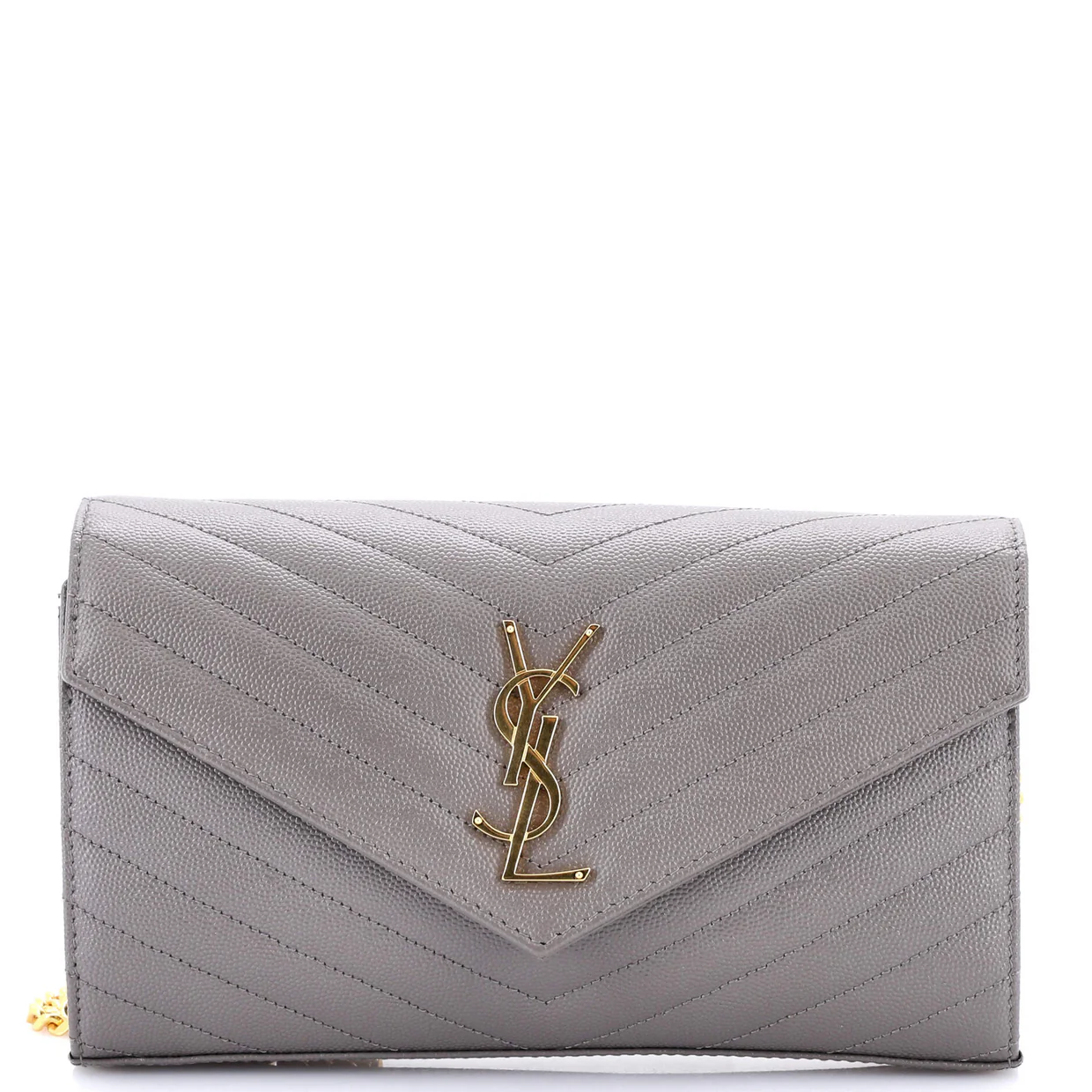 Classic Monogram Wallet on Chain Matelasse Chevron Leather Medium - Deep Luxury