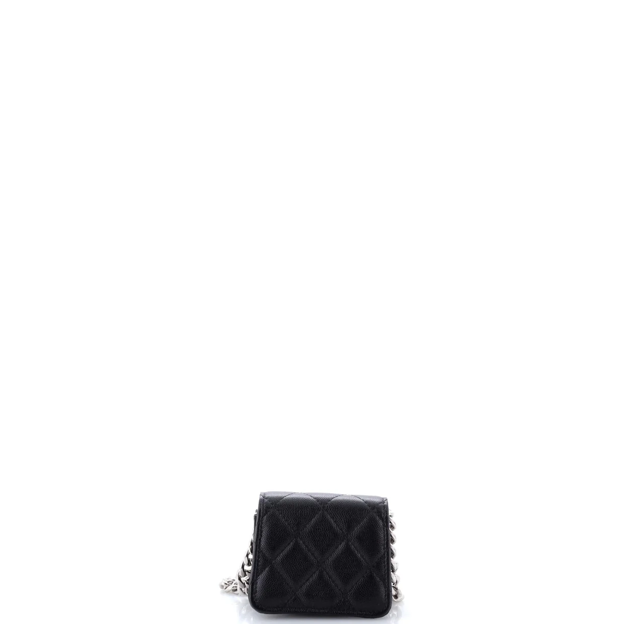 Coco Enamel Strap Flap Clutch with Chain Quilted Caviar Mini - Deep Luxury