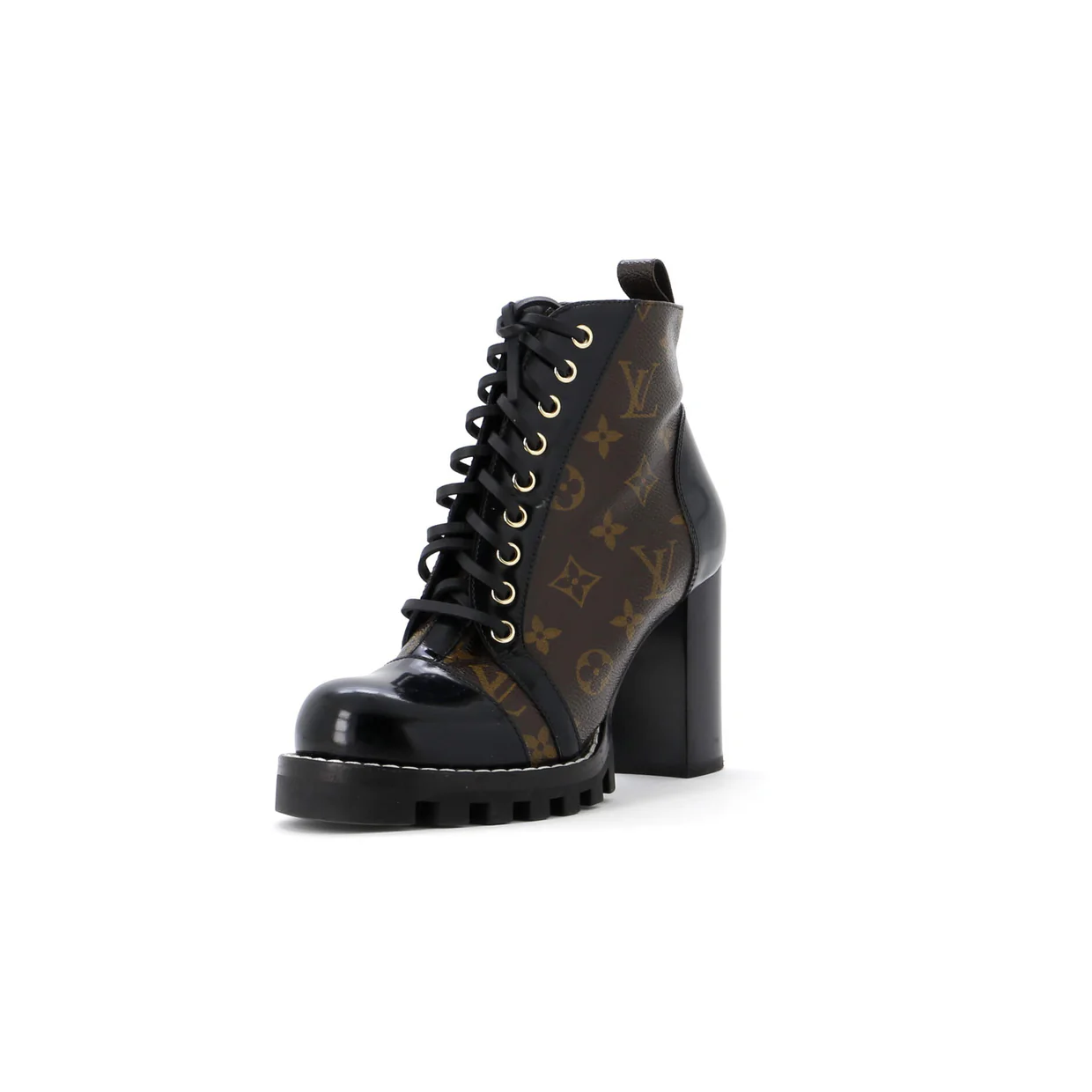 Women's Star Trail Ankle Boots Monogram Canvas with Patent - Deep Luxury