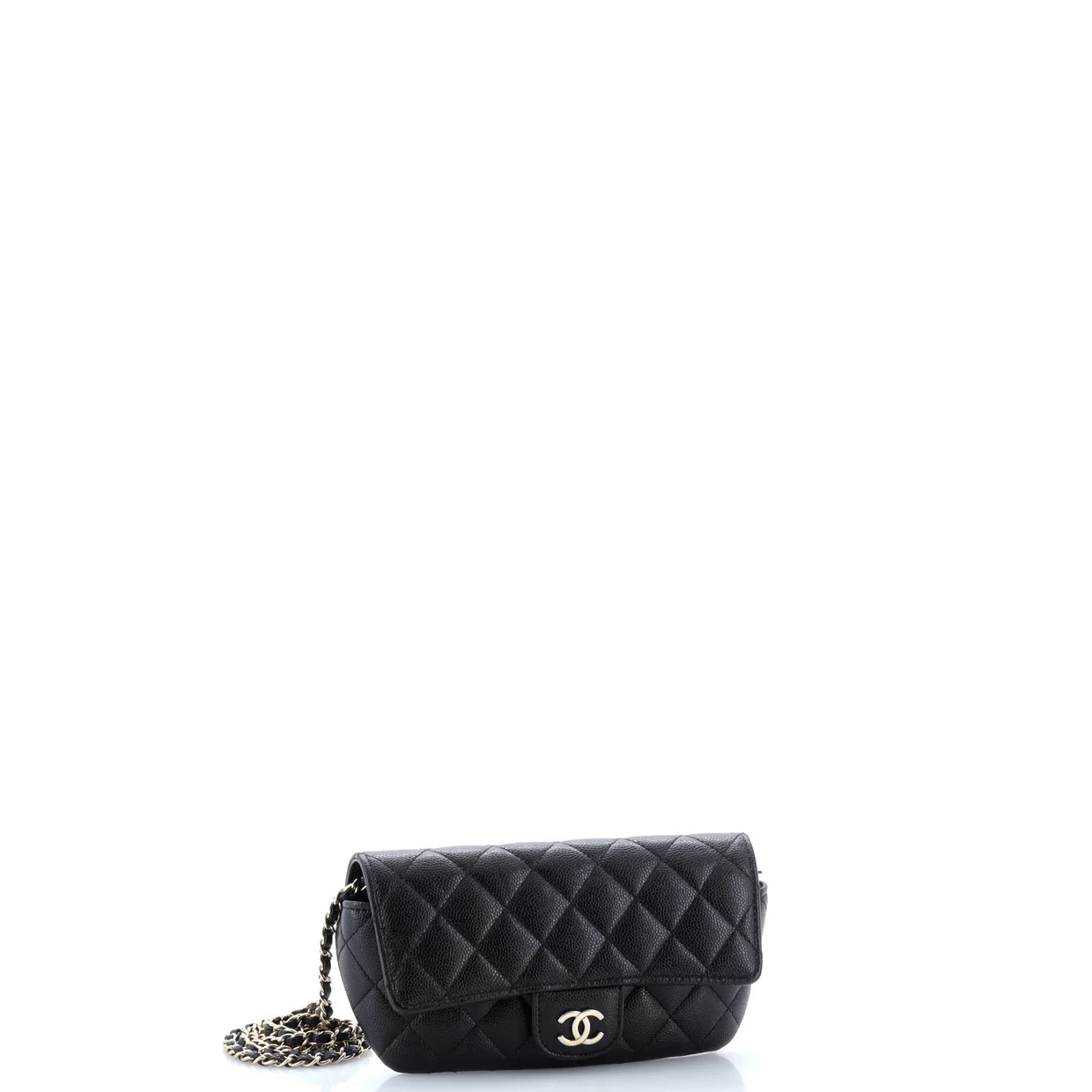 Classic Sunglasses Case with Chain Quilted Caviar - Deep Luxury