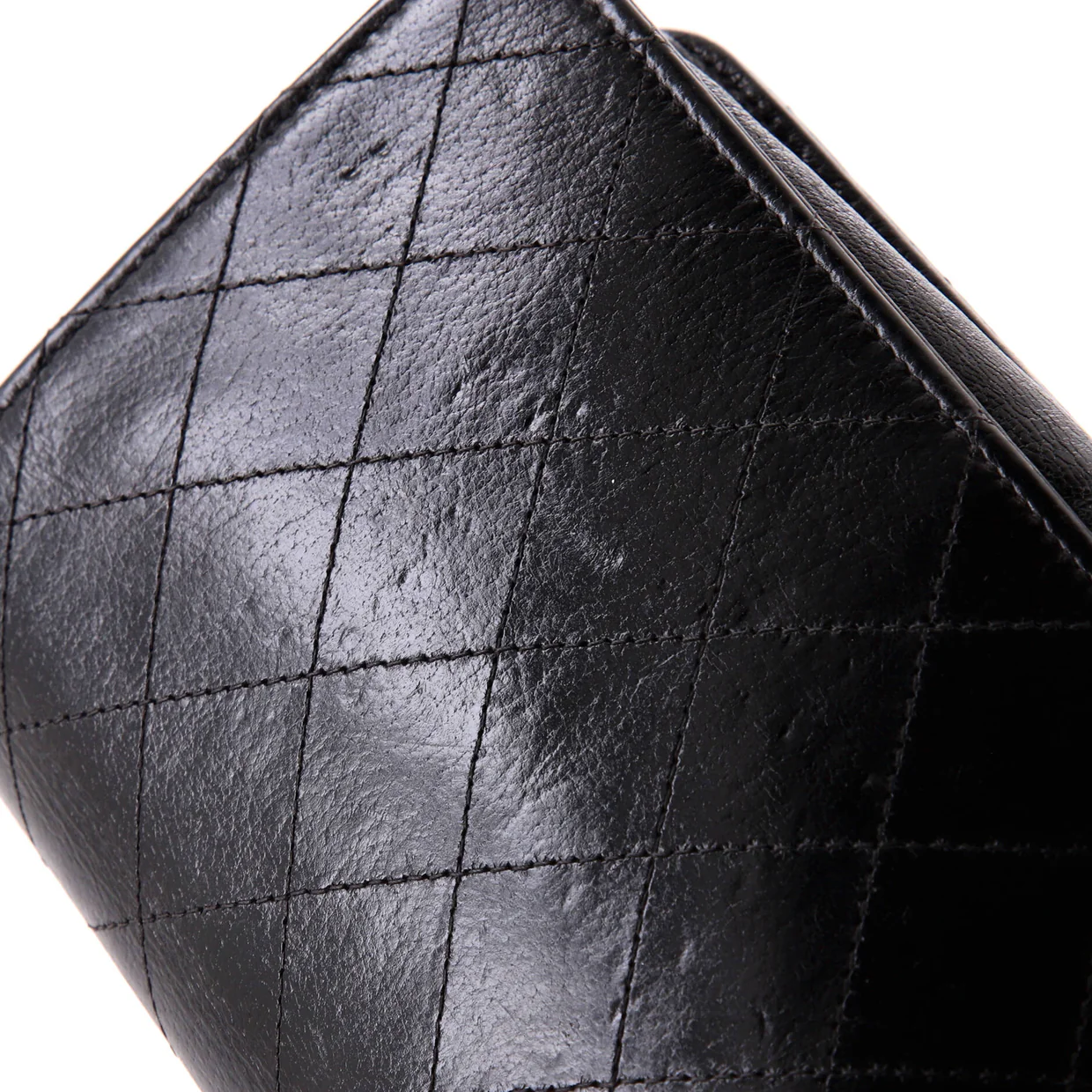 Logo Plate Wallet on Chain Quilted Goatskin - Deep Luxury