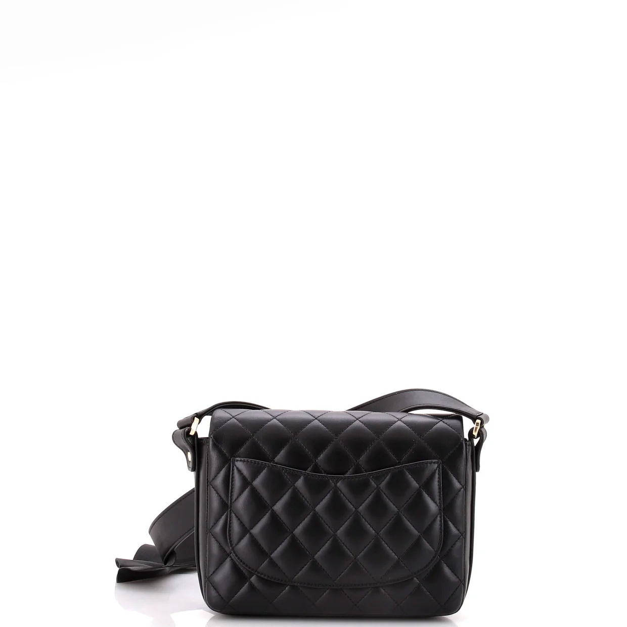 Wave Strap Flap Bag Quilted Lambskin with Calfskin Small - Deep Luxury