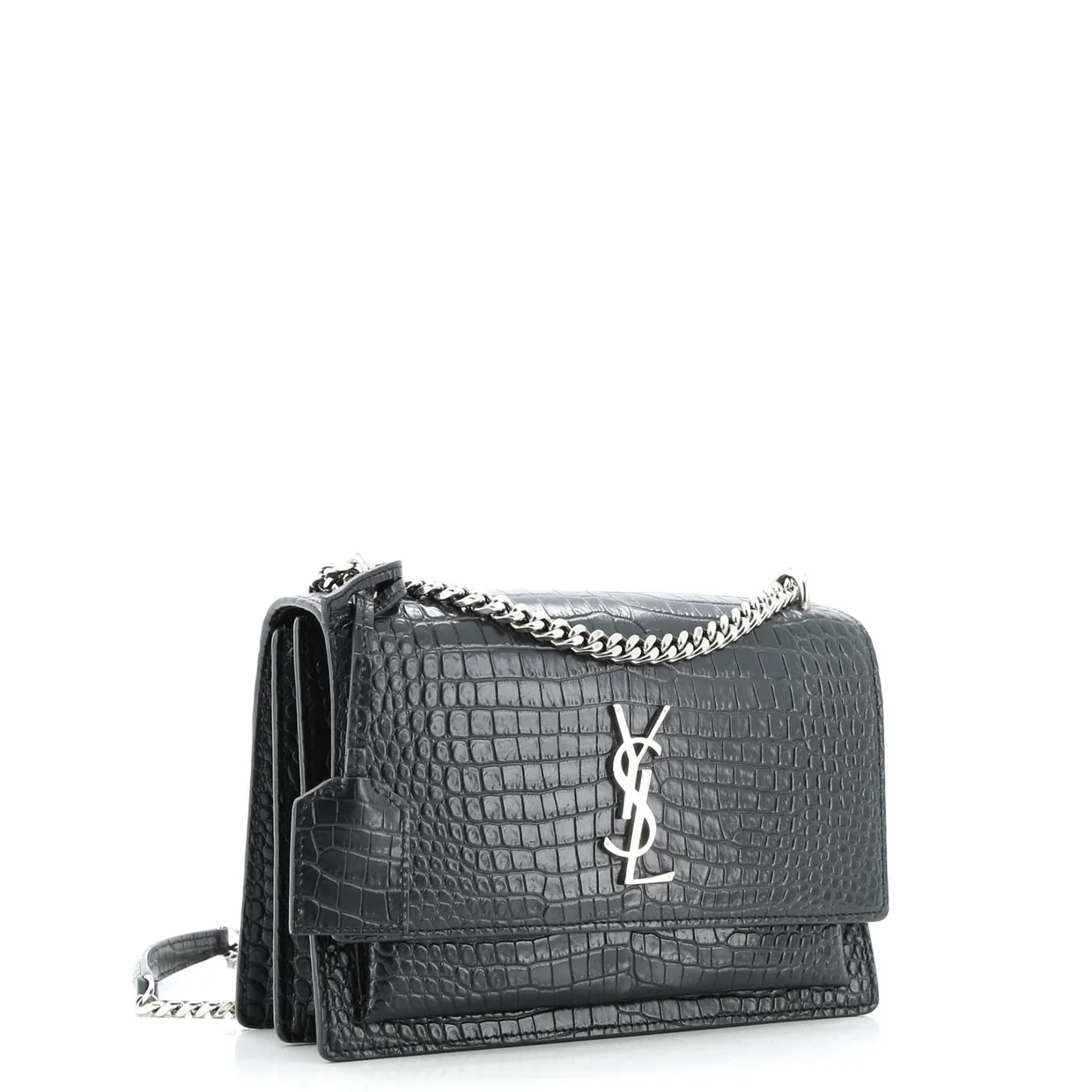 Sunset Crossbody Bag Crocodile Embossed Leather Medium - Deep Luxury