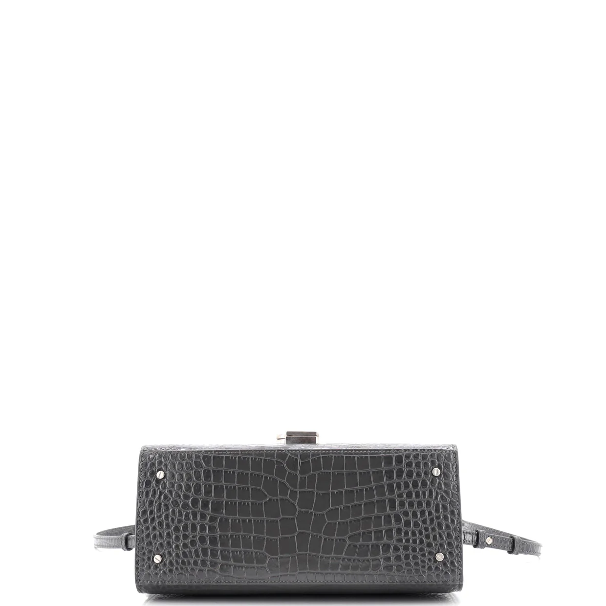 Cassandra Top Handle Bag Crocodile Embossed Leather Medium - Deep Luxury