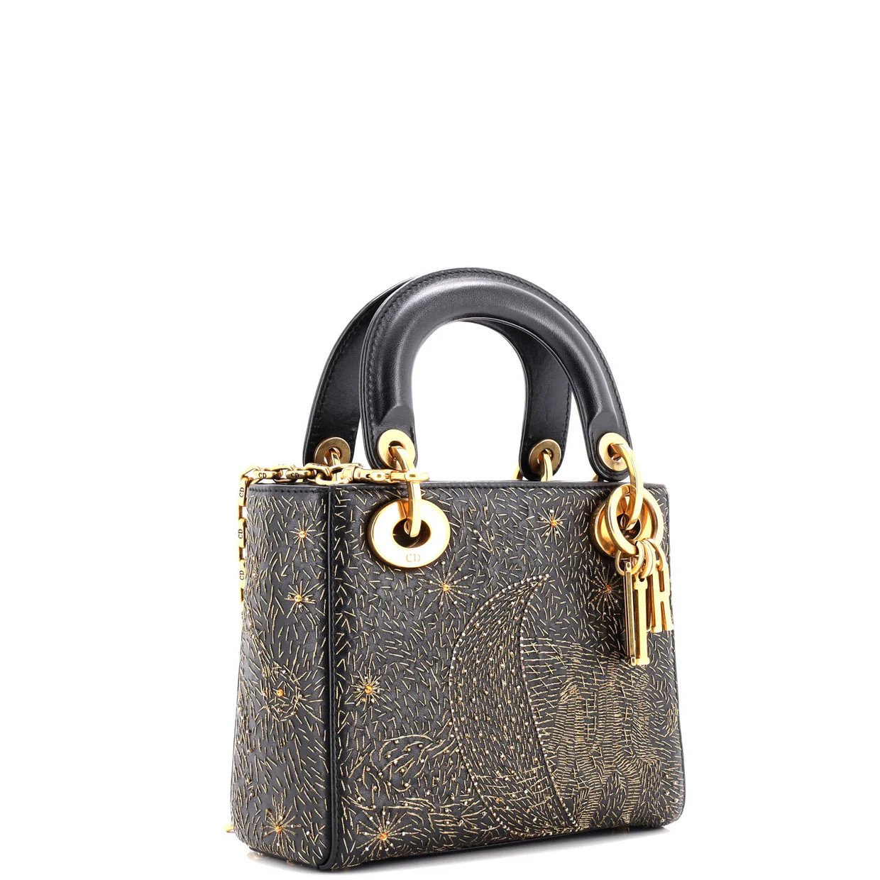 Lady Dior Chain Bag Embroidered Calfskin Mini - Deep Luxury