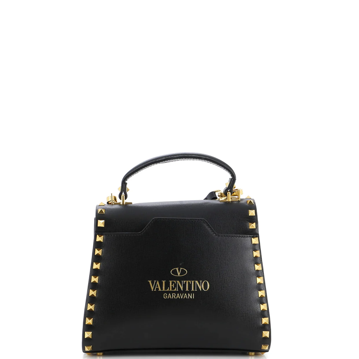 Rockstud Alcove Flip Lock Top Handle Bag Leather Small - Deep Luxury