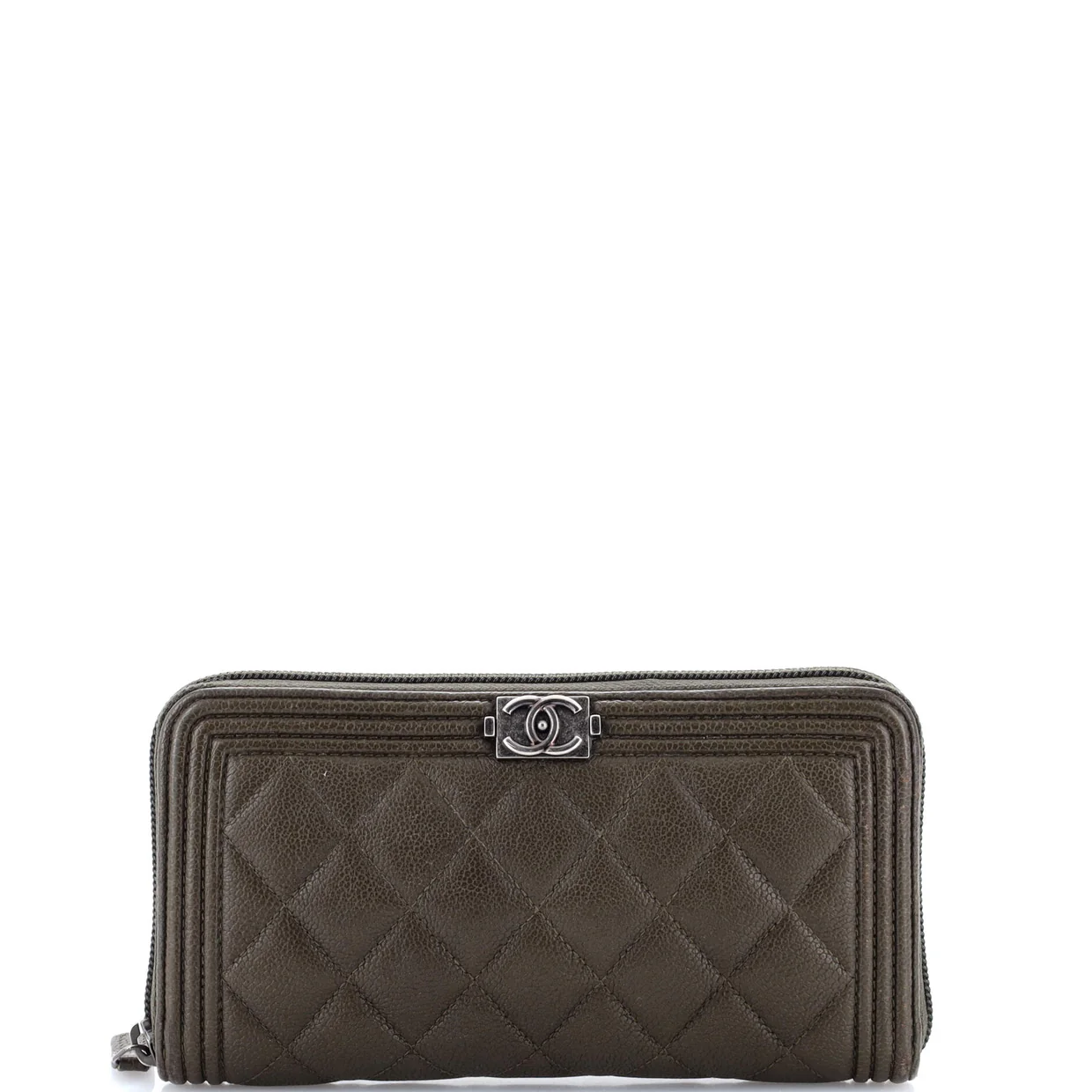 Boy Zip Around Wallet Quilted Caviar Long - Deep Luxury
