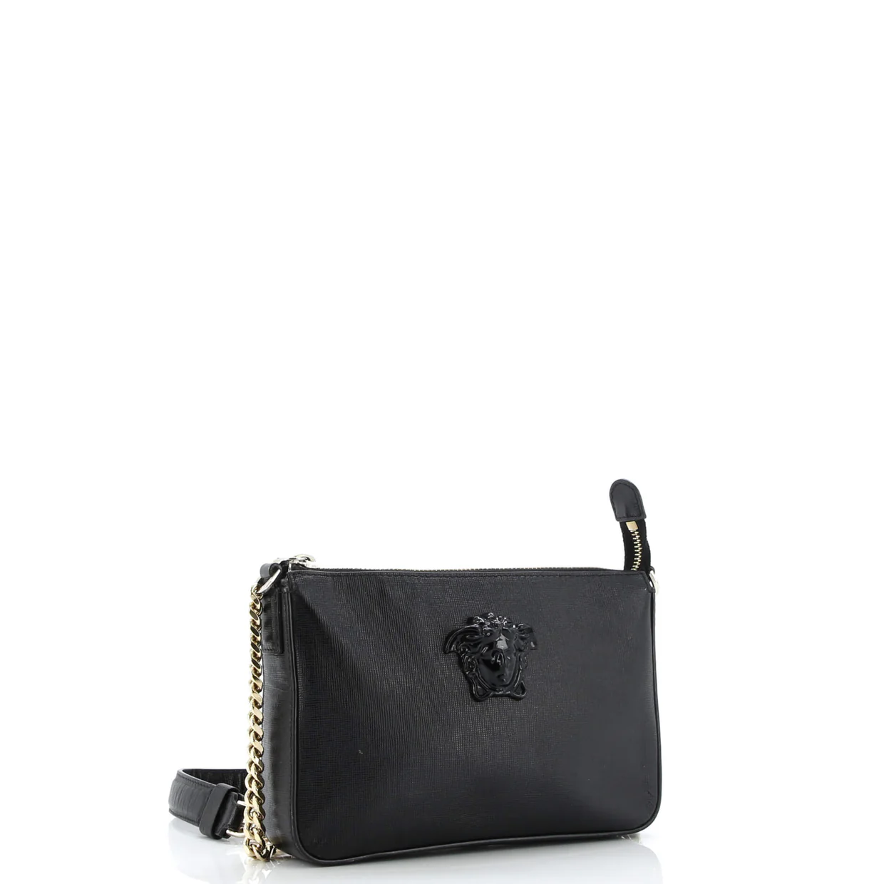Palazzo Medusa Chain Zip Crossbody Bag Leather Small - Deep Luxury