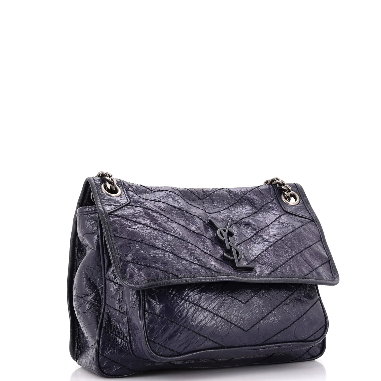 Niki Chain Flap Bag Matelasse Chevron Leather Medium - Deep Luxury