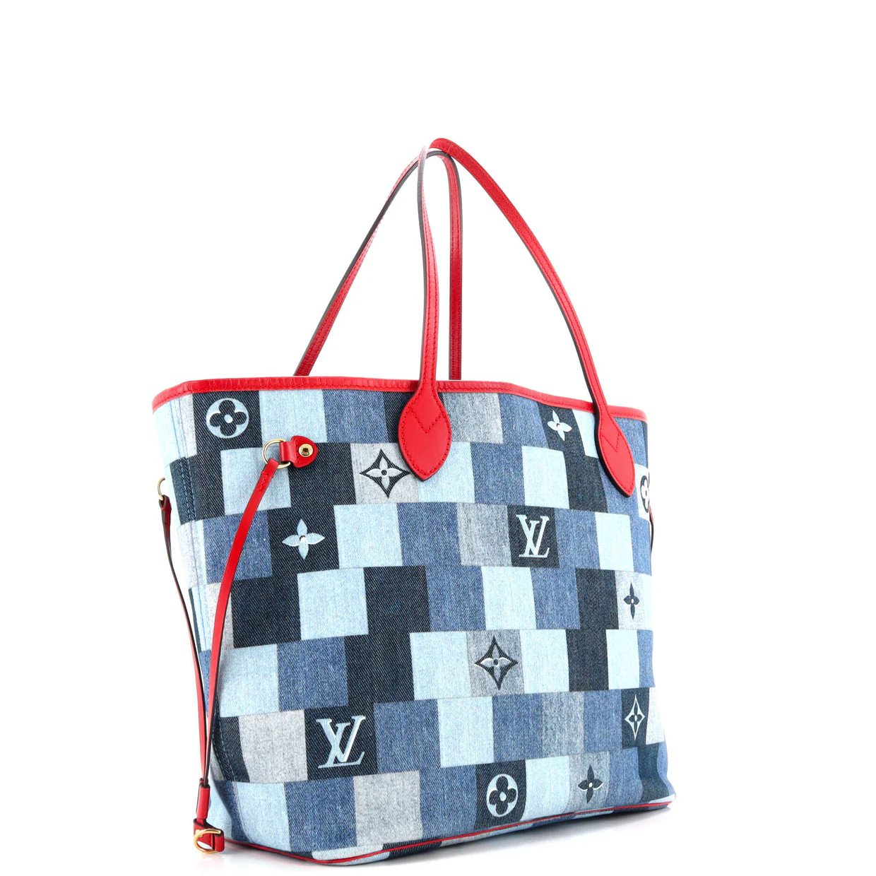 Neverfull Tote Damier and Monogram Patchwork Denim MM - Deep Luxury