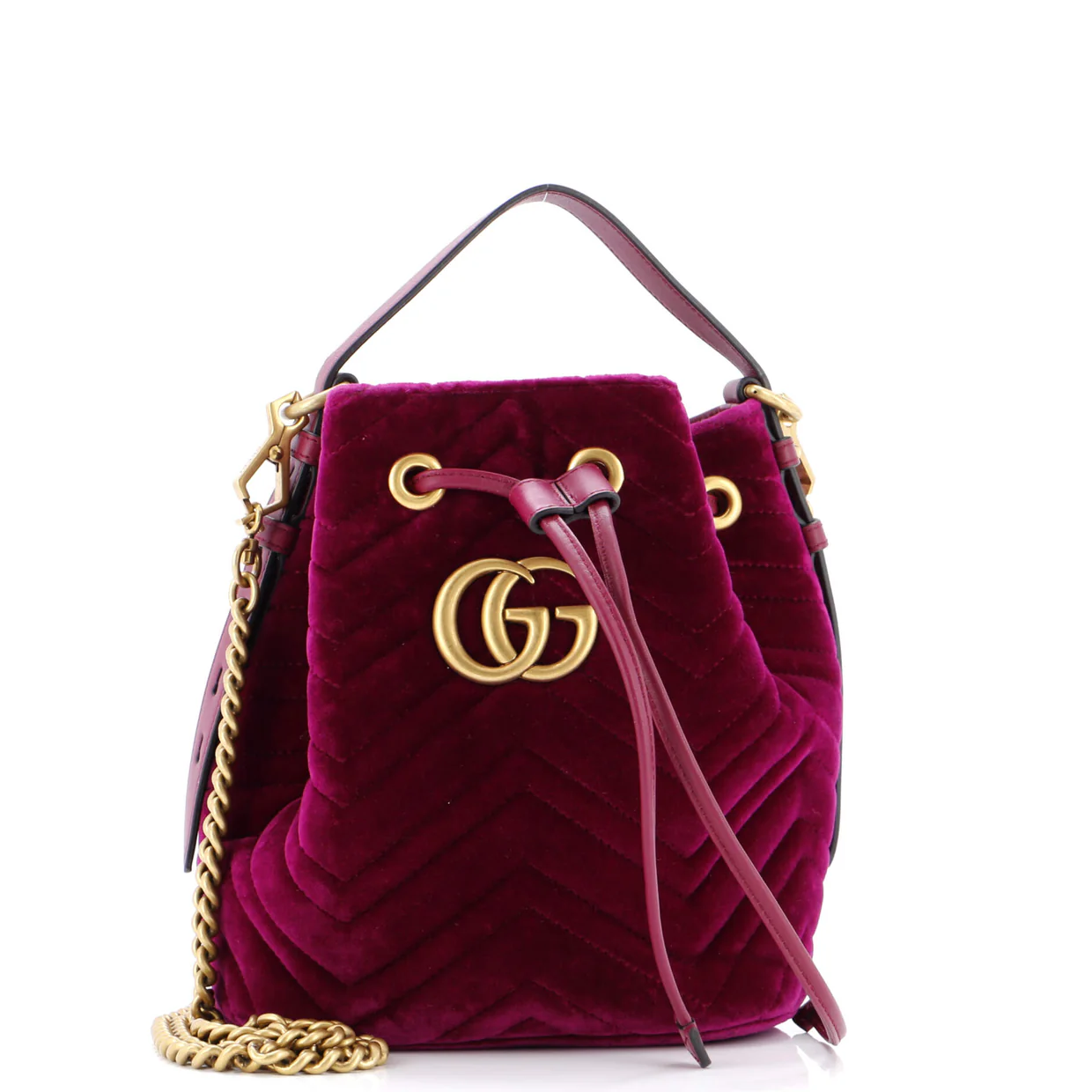 GG Marmont Bucket Bag Matelasse Velvet Small - Deep Luxury