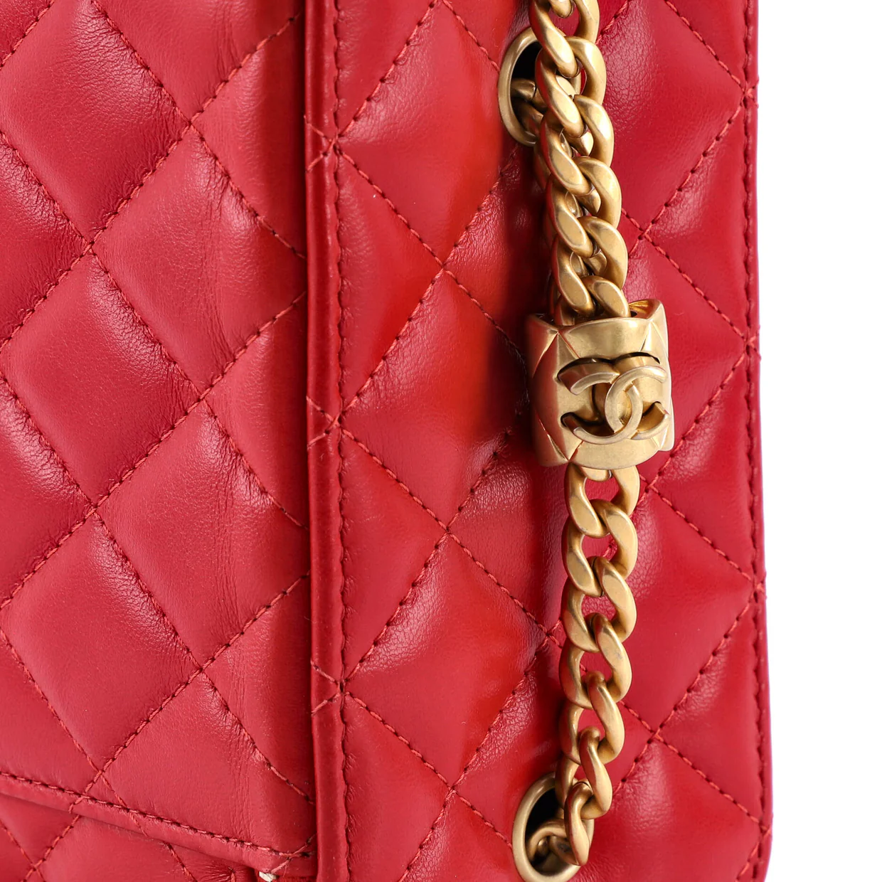 All Slide Long Vanity Case with Chain Quilted Lambskin Small - Deep Luxury