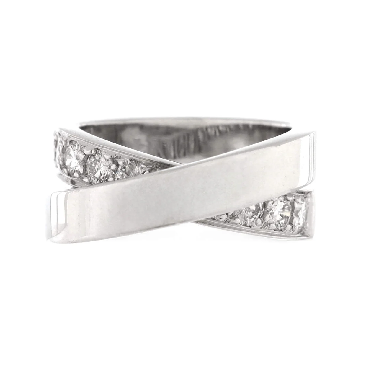 Paris Nouvelle Vague Crossover Ring 18K White Gold with Diamonds - Deep Luxury
