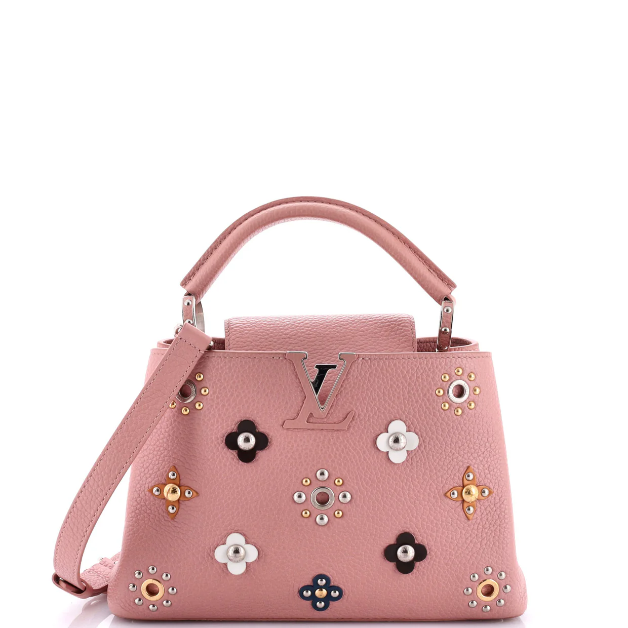 Capucines Bag Leather with Embellished Detail BB - Deep Luxury