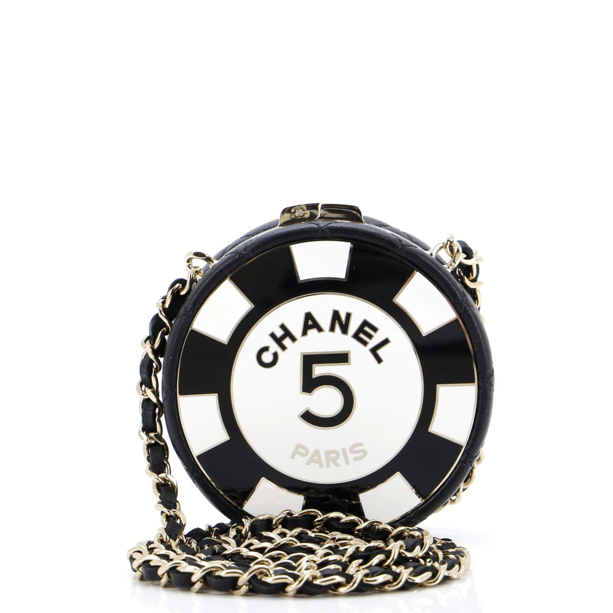 Poker Chip Clutch With Chain Quilted Lambskin with Enamel - Deep Luxury
