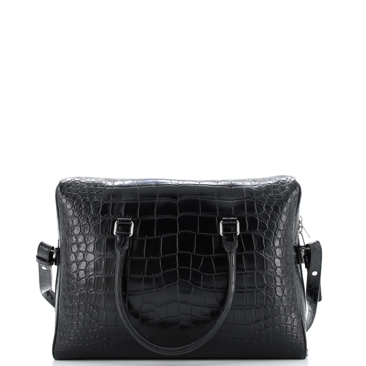 Duffle Briefcase Crocodile Embossed Leather - Deep Luxury