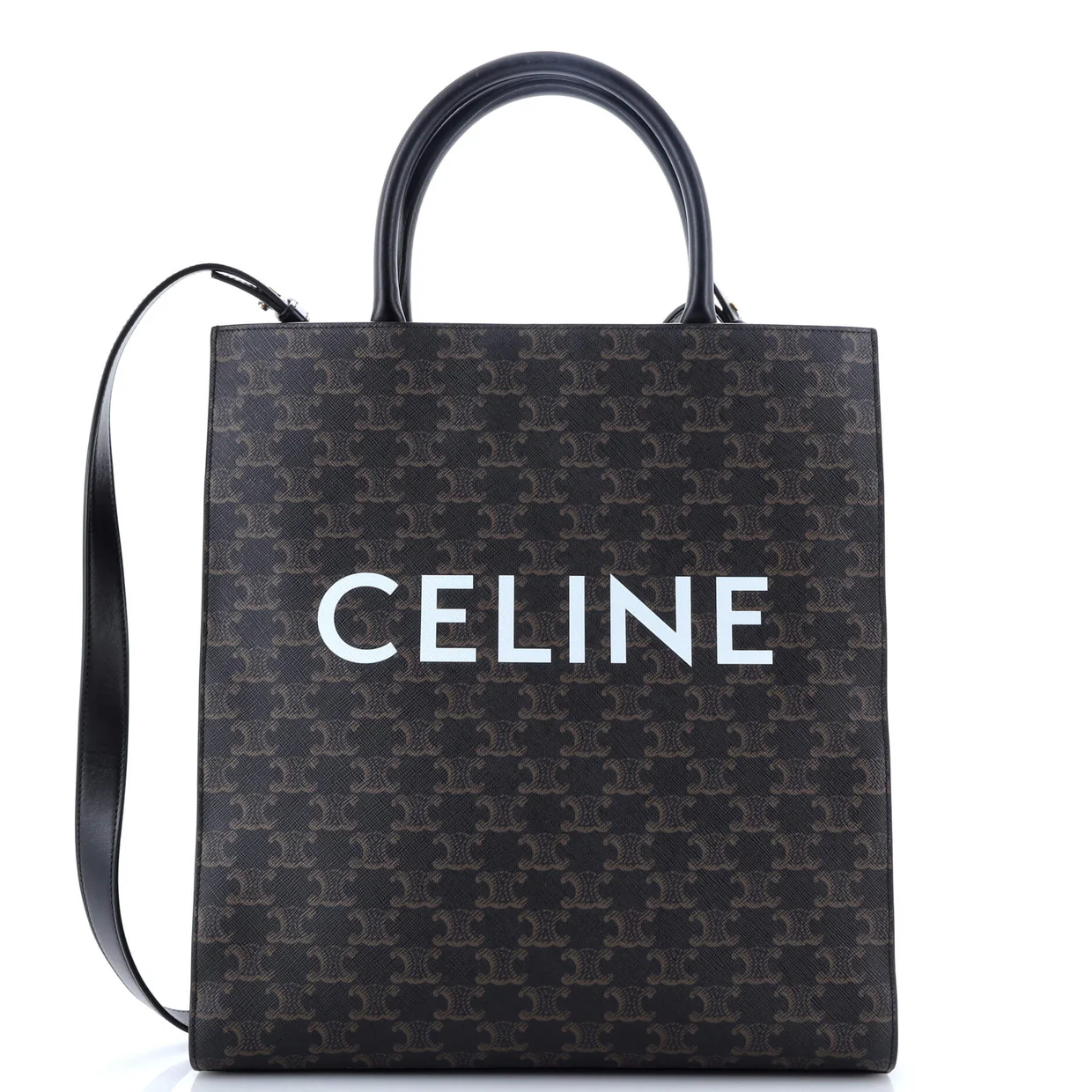 Vertical Cabas Tote Triomphe Coated Canvas Medium - Deep Luxury