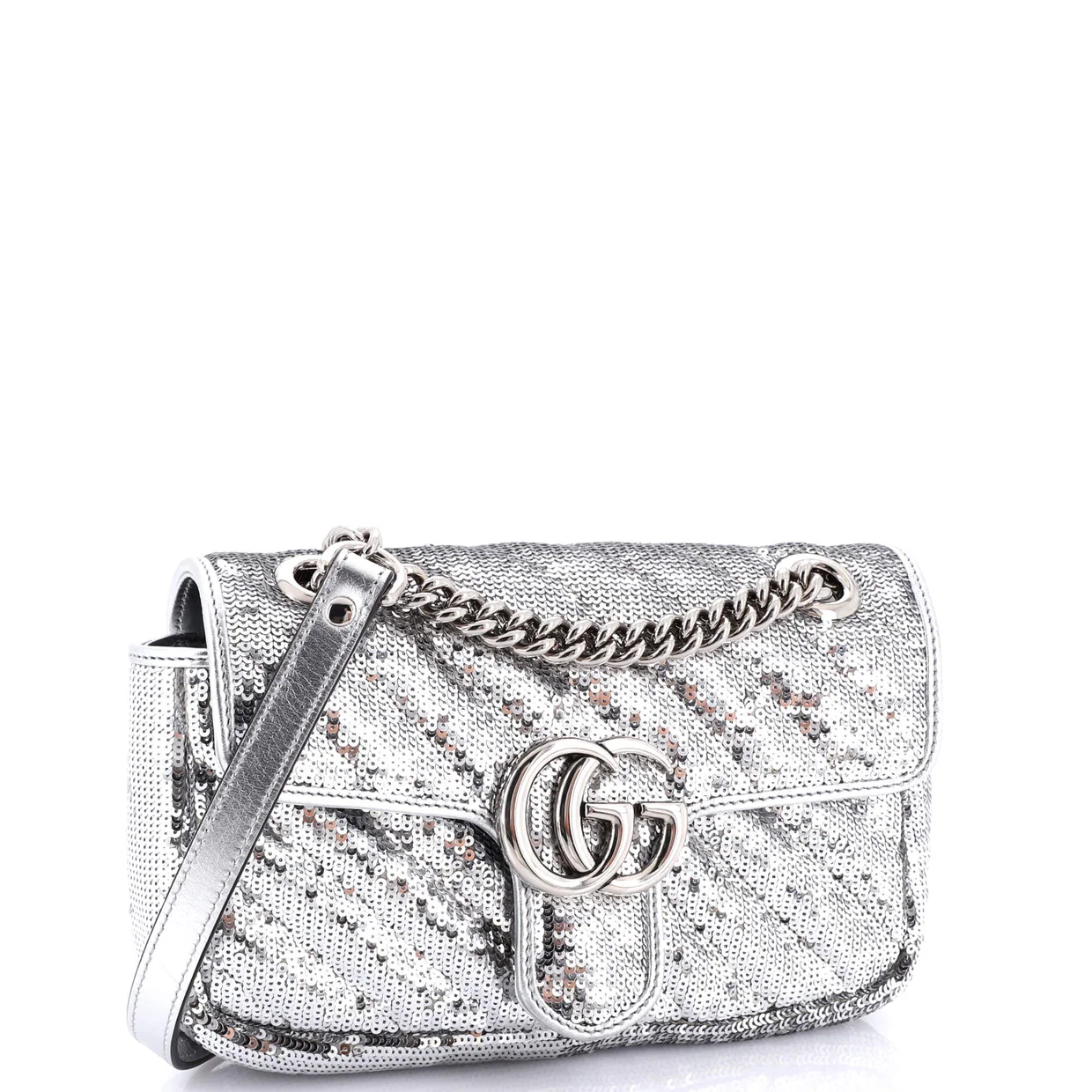 GG Marmont Flap Bag Diagonal Quilted Sequins Mini - Deep Luxury