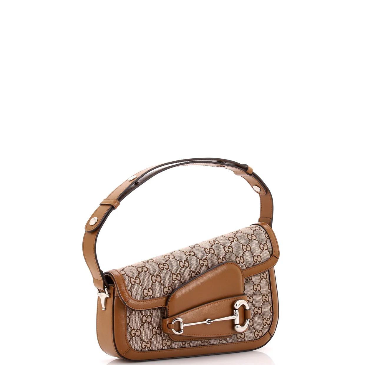 Horsebit 1955 Asymmetric Shoulder Bag GG Canvas with Leather Small - Deep Luxury