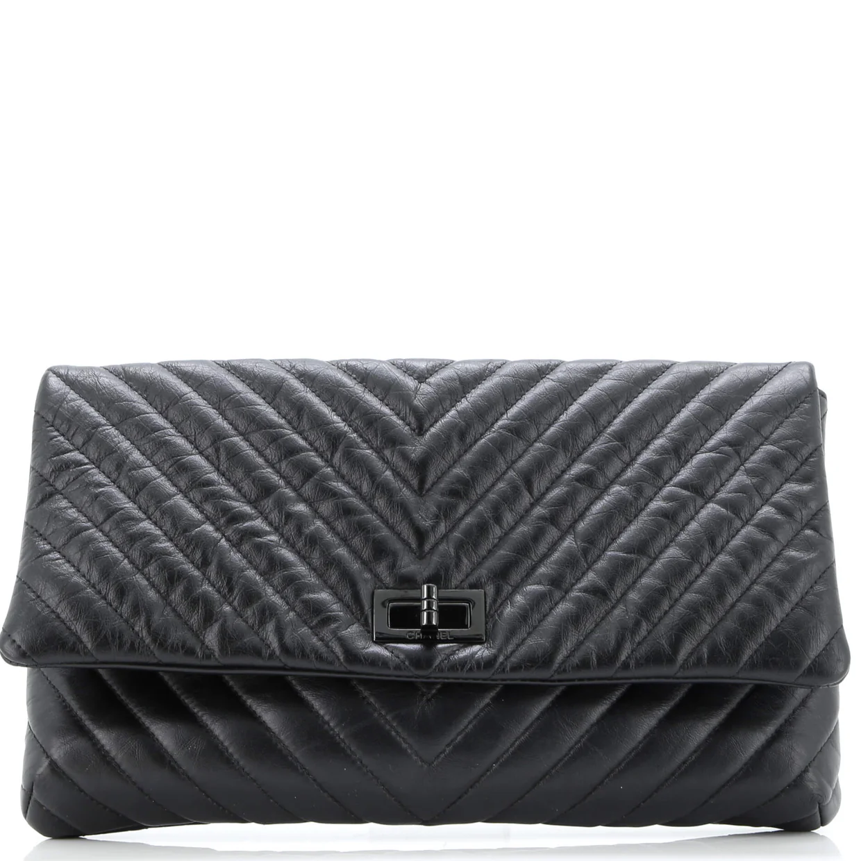 So Black Reissue 2.55 Flap Clutch Chevron Aged Calfskin - Deep Luxury