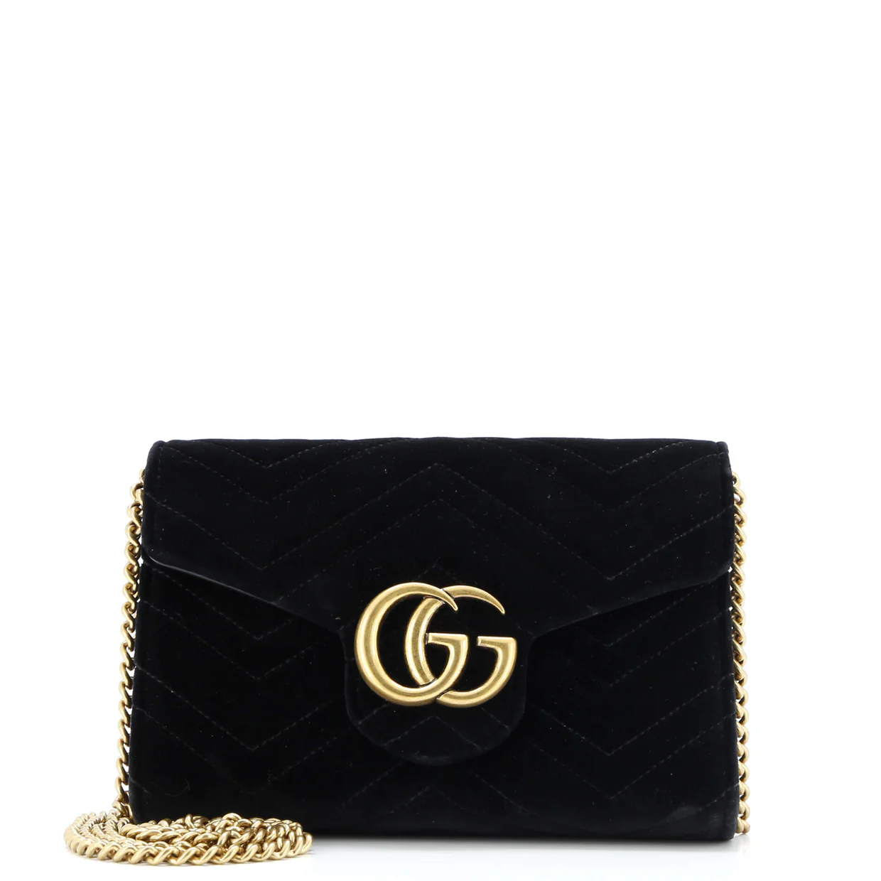 GG Marmont Chain Wallet Matelasse Velvet Mini - Deep Luxury