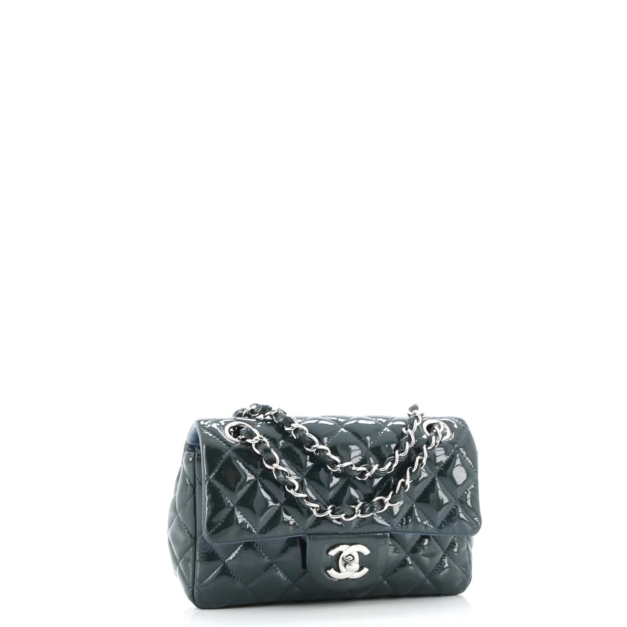 Classic Single Flap Bag Quilted Patent Mini - Deep Luxury