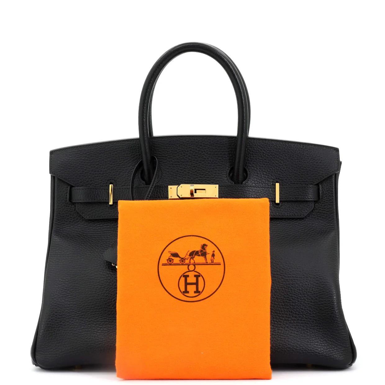 Birkin Handbag Noir Ardennes with Gold Hardware 35 - Deep Luxury