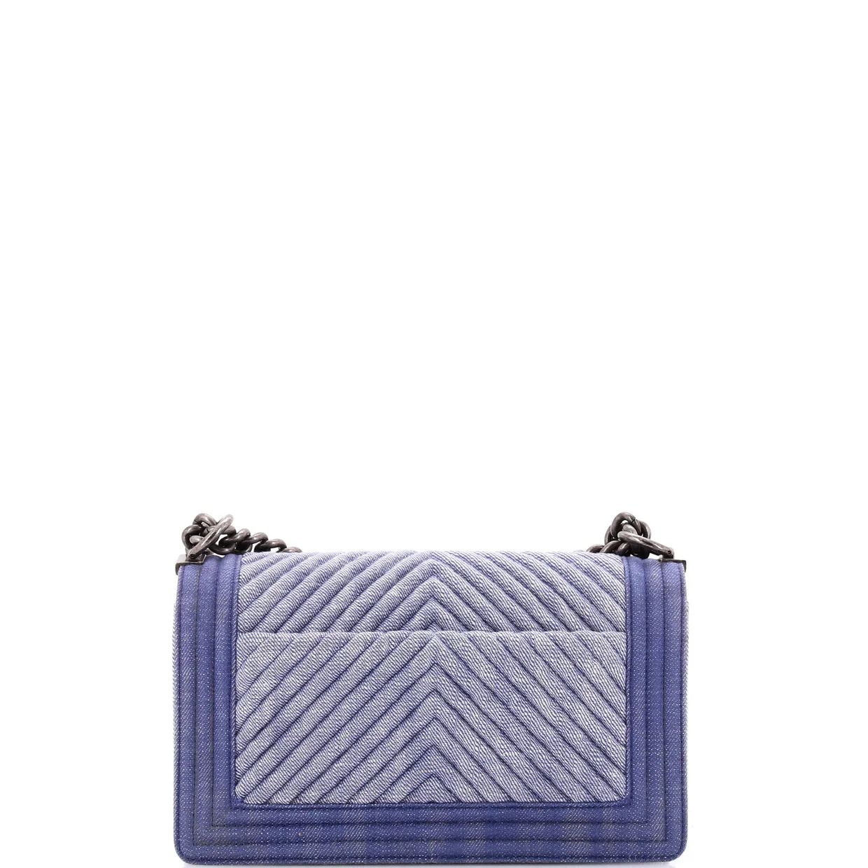 Boy Flap Bag Chevron Denim Old Medium - Deep Luxury