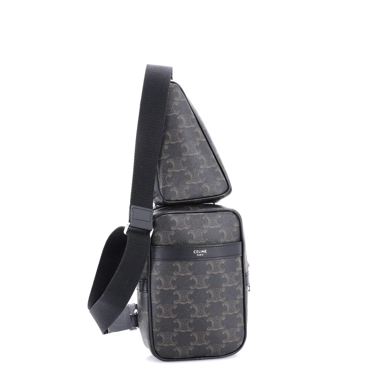 Multipocket Vertical Sling Bag Triomphe Coated Canvas - Deep Luxury