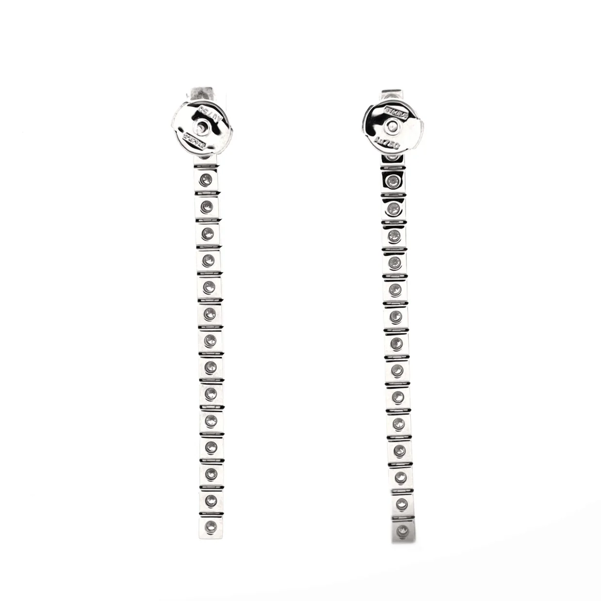 Lanieres Earrings 18K White Gold with Diamonds - Deep Luxury