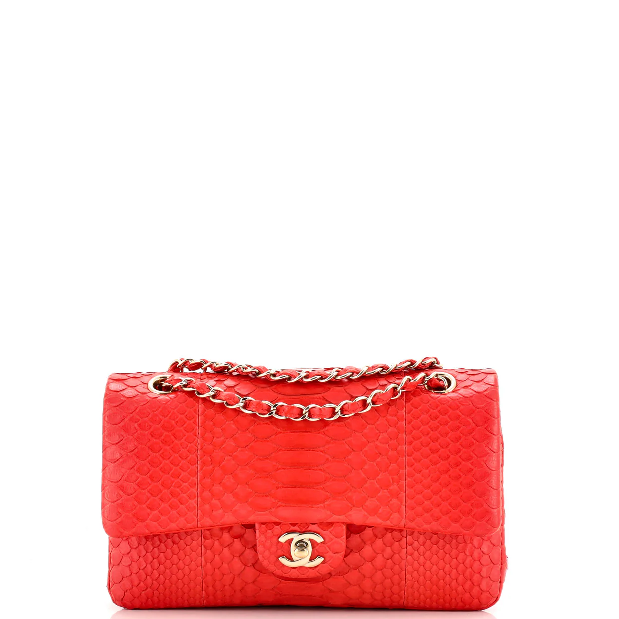 Classic Double Flap Bag Python Medium - Deep Luxury