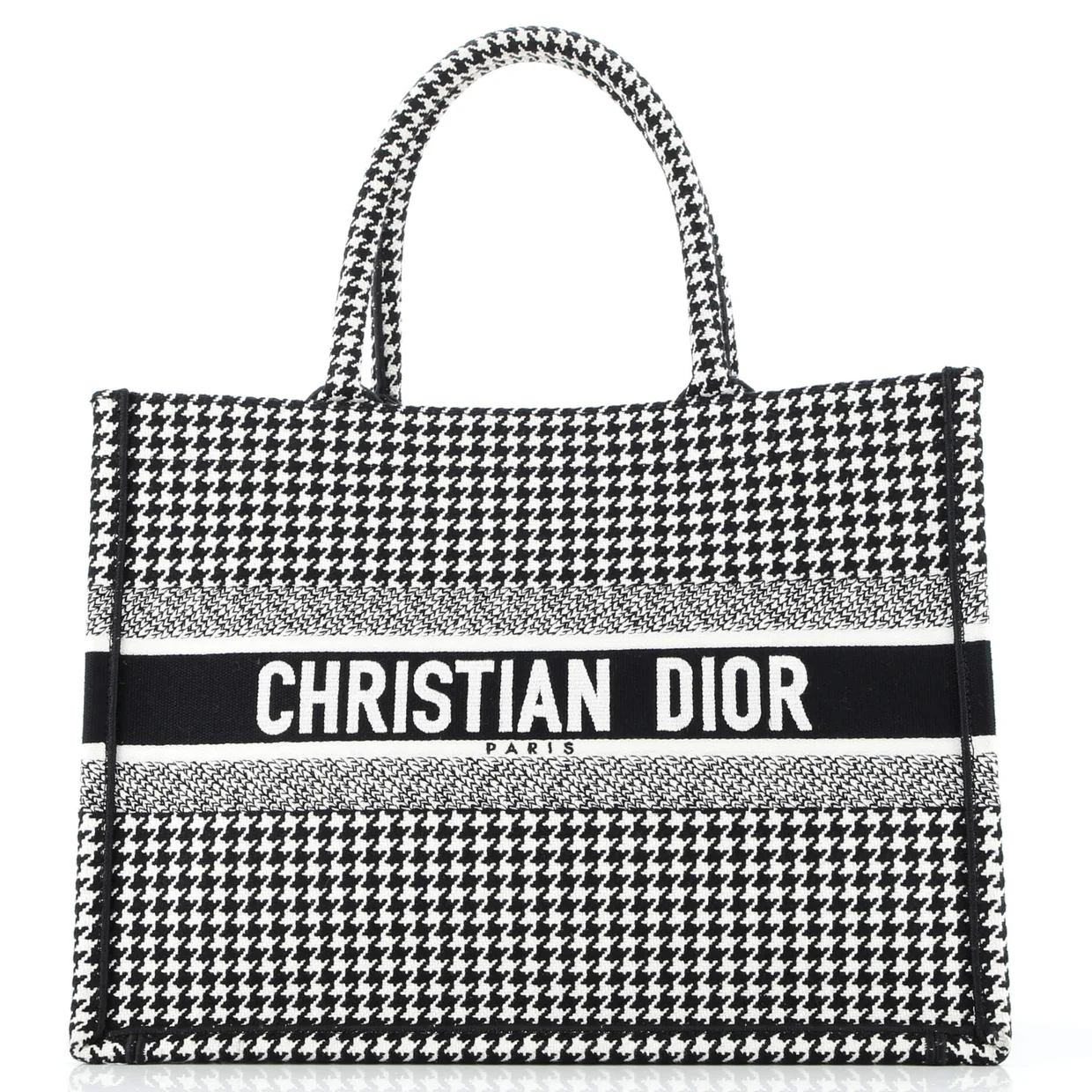 Book Tote Houndstooth Canvas Medium - Deep Luxury