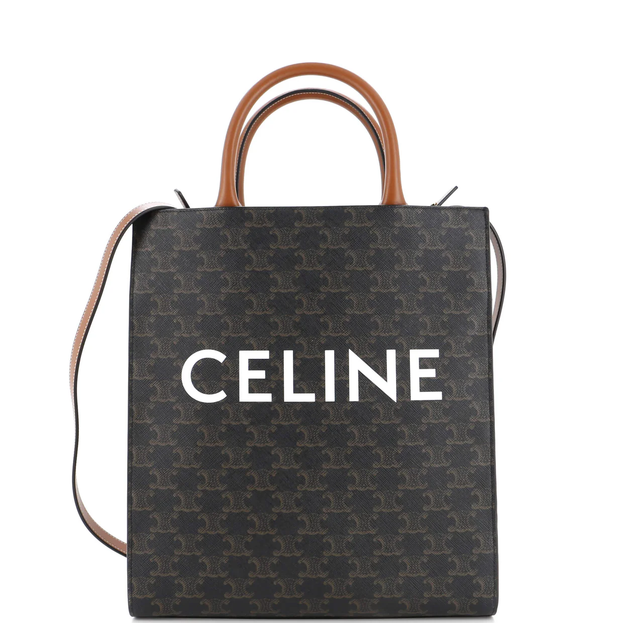 Vertical Cabas Tote Triomphe Coated Canvas Small - Deep Luxury