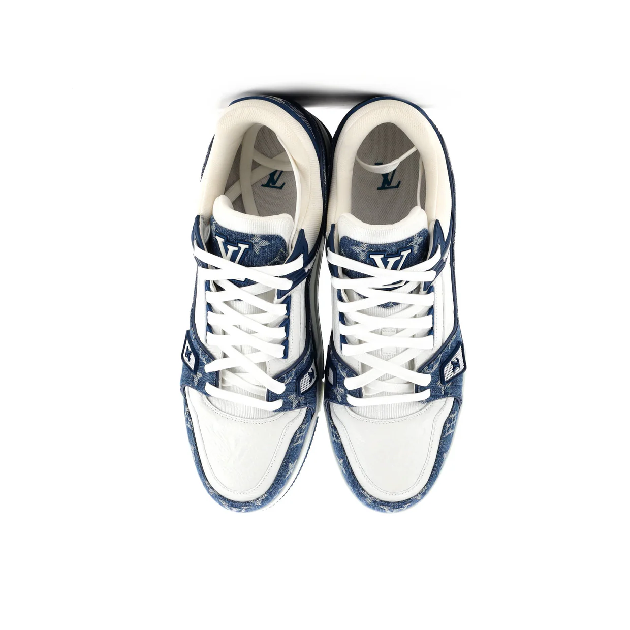 Men's LV Trainer Sneakers Monogram Empreinte Leather and Monogram Denim - Deep Luxury