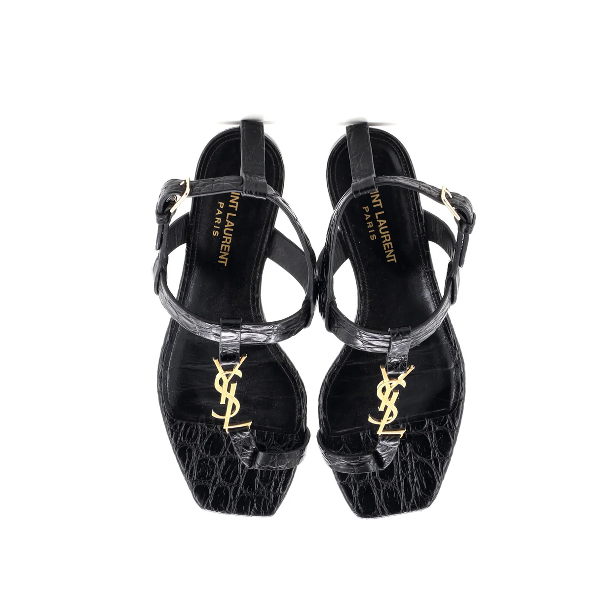 Women's Cassandra Flat Sandals Crocodile Embossed Leather - Deep Luxury