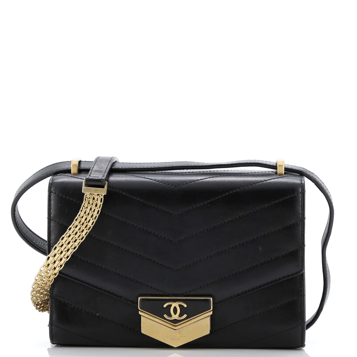 Medal Envelope Flap Bag Chevron Calfskin Small - Deep Luxury