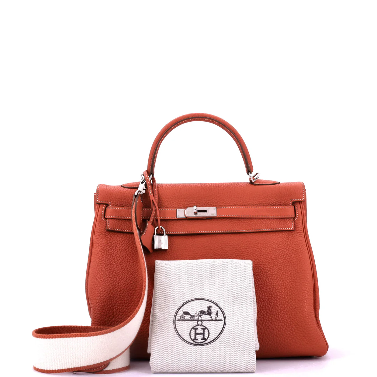 Kelly Amazone Handbag Sanguine Clemence with Palladium Hardware 35 - Deep Luxury