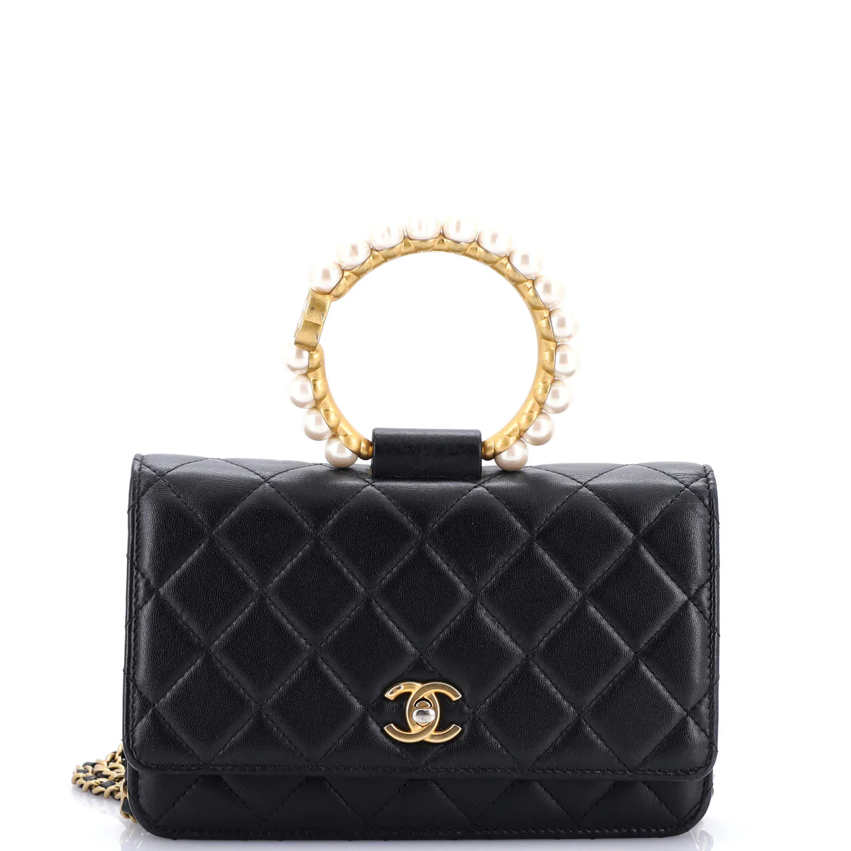 Pearl Crown Wallet on Chain Quilted Lambskin - Deep Luxury